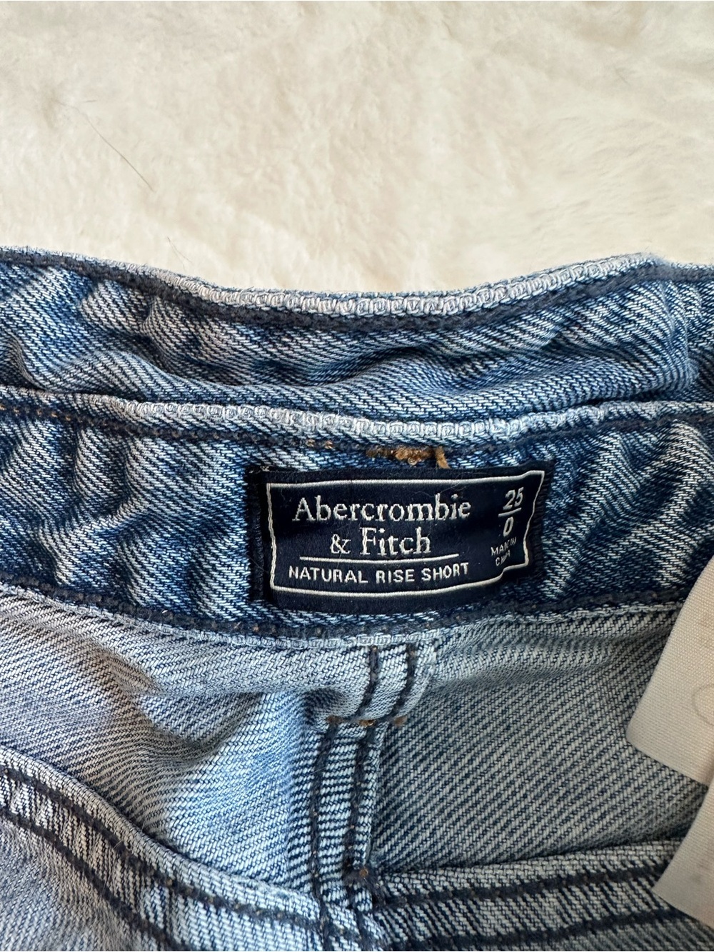 Abercrombie & Fitch Light Blue High-Waist Button-Front Denim Shorts - Picture 2 of 3